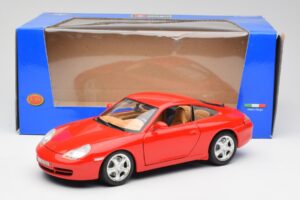 Porsche 911 996 Carrera 4 Sarkans Bburago 1:18 30085 Metāls — attēls 8 no 8