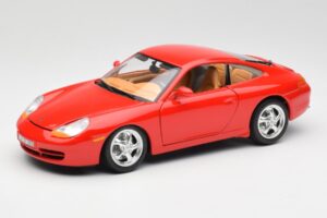 Porsche 911 996 Carrera Sarkans Bburago 1:18 3385 Metāls