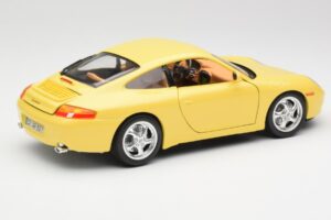 Porsche 911 996 Carrera Dzeltens Bburago 1:18 30085-M1 Metāls — attēls 3 no 8