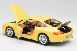Porsche 911 996 Carrera Dzeltens Bburago 1:18 30085-M1 Metāls — attēls 5 no 8
