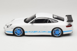 Porsche 911 996 GT3 RS Balts Zilas Svītras Minichamps 1:18 155062021 Metāls — attēls 3 no 6