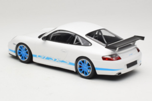 Porsche 911 996 GT3 RS Balts Zilas Svītras Minichamps 1:18 155062021 Metāls — attēls 5 no 6