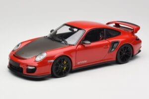 Porsche 911 997 GT2 RS Sarkans Ar Melniem Diskiem Minichamps 1:18 100069407 Metāls