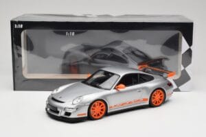Porsche 911 997.1 GT3 RS Sudrabs ar Oranžiem Diskiem Minichamps 1:18 155062120 Metāls — attēls 6 no 6