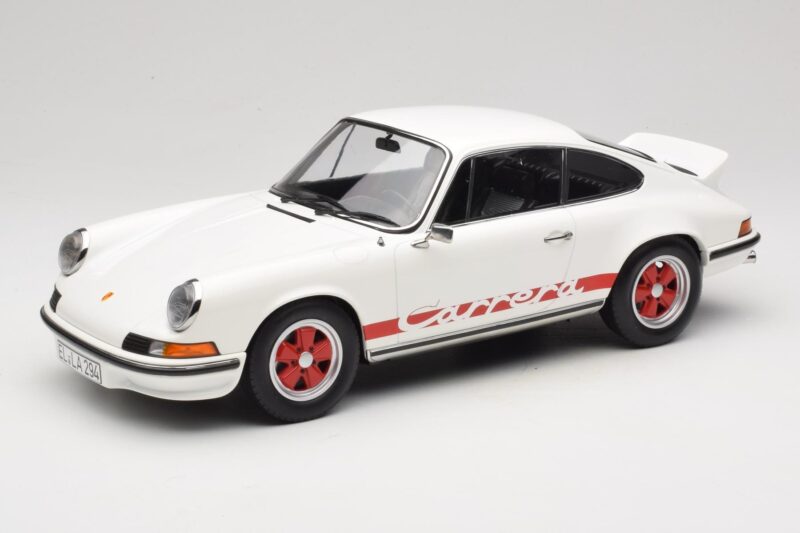 Porsche 911 Carrera RS 2.7 Grand Prix White With Red Norev 1:12 127514 Metāls
