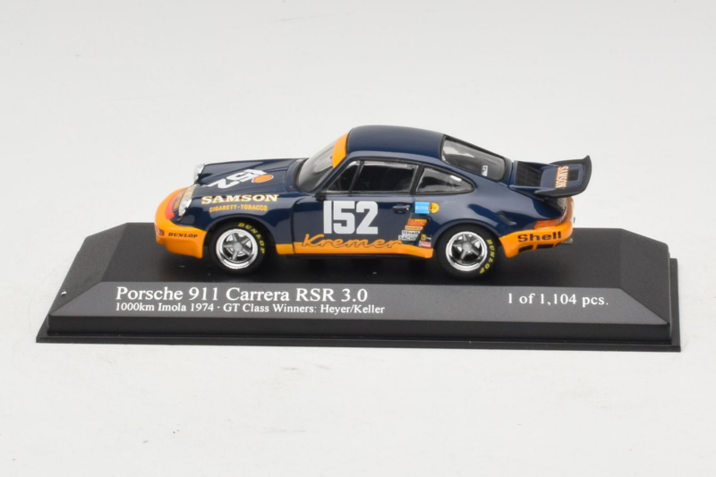 Porsche 911 RSR 3.0 #152 H. Heyer / Keller Imola 1974 Class Winners Minichamps 1:43 430746952 Metāls