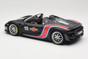 Porsche 918 Spyder Weissach Package Matt Black With Martini Stripes Minichamps 1:18 110062445 Metāls — attēls 7 no 8