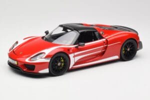 Porsche 918 Spyder Weissach Package Sarkans & Baltas Svītras Minichamps 1:18 110062442 Metāls — attēls 3 no 9