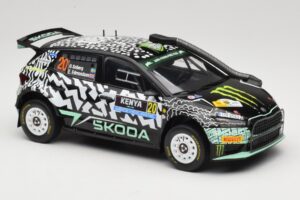 Skoda Fabia Rally2 #20 O. Solberg / E. Edmund Safari Rally Kenya 2024 IXO 1:18 18RMC222 Metāls — attēls 4 no 6