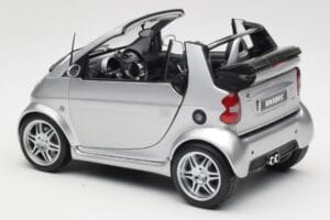 Smart Fortwo W450 Brabus Cabrio Sudrabs Dīleru Izdevums Kyosho 1:18 0017769V001C05Q00 Metāls — attēls 7 no 8