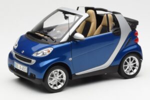 Smart Fortwo W451 Kabriolets Zils Sudrabains Minichamps 1:18 Q0022565V001C80Q00 Metāls