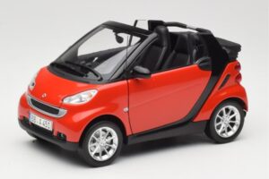 Smart Fortwo W451 Kabriolets Sarkans Melns Minichamps 1:18 150036333 Metāls