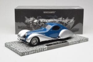 Talbot-Lago T150 C-SS Coupe Zils Sudrabs Minichamps 1:18 107117122 Sveķi — attēls 6 no 6