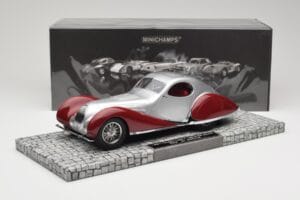 Talbot-Lago T150 C-SS Coupe Sudrabs Sarkans Minichamps 1:18 107117121 Sveķi — attēls 6 no 6