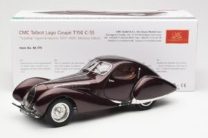 Talbot-Lago T150 C-SS Figoni & Falaschi Teardrop Tumši Bordeaux Metalic CMC 1:18 M-179 Metāls — attēls 2 no 6