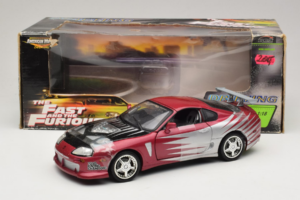 Toyota Supra A80 Fast & Furious Violets Sudrabs ERTL 1:18 33708 Metāls — attēls 6 no 6