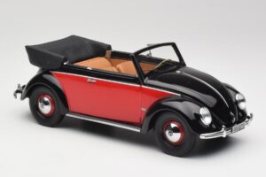 Volkswagen Beetle Kabriolets Melns & Sarkans Minichamps 1:18 107054132 Sveķi — attēls 4 no 6