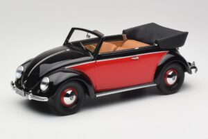 Volkswagen Beetle Kabriolets Melns & Sarkans Minichamps 1:18 107054132 Sveķi