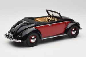 Volkswagen Beetle Hebmuller Kabriolets Melns & Sarkans Minichamps 1:18 107054230 Sveķi — attēls 2 no 6
