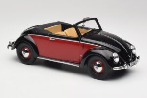 Volkswagen Beetle Hebmuller Kabriolets Melns & Sarkans Minichamps 1:18 107054230 Sveķi — attēls 4 no 6