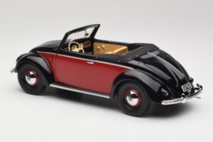 Volkswagen Beetle Hebmuller Kabriolets Melns & Sarkans Minichamps 1:18 107054230 Sveķi — attēls 5 no 6