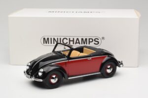 Volkswagen Beetle Hebmuller Kabriolets Melns & Sarkans Minichamps 1:18 107054230 Sveķi — attēls 6 no 6