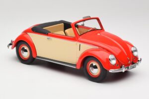 Volkswagen Beetle Hebmuller Kabriolets Sarkans & Krēms Minichamps 1:18 107054231 Sveķi — attēls 4 no 6