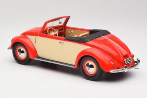 Volkswagen Beetle Hebmuller Kabriolets Sarkans & Krēms Minichamps 1:18 107054231 Sveķi — attēls 5 no 6