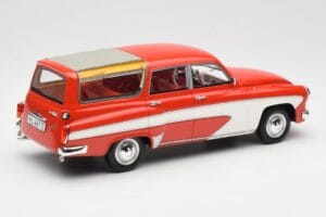 Wartburg 311 Camping Deluxe Sarkans Balts BoS Models 1:18 BOS037 Sveķi — attēls 2 no 6