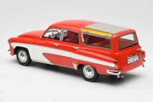 Wartburg 311 Camping Deluxe Sarkans Balts BoS Models 1:18 BOS037 Sveķi — attēls 5 no 6