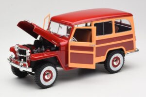 Willys Jeep Station Wagon Sarkans Road Signature 1:18 92858 Metāls — attēls 2 no 8