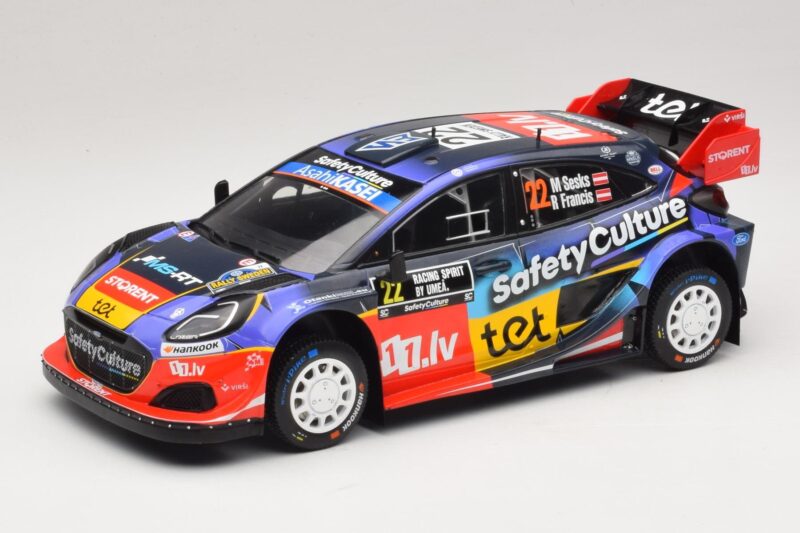 Ford Puma Rally1 #22 M. Sesks / R. Francis Rally Sweden 2025 IXO 1:18 18RMC240 Metāls