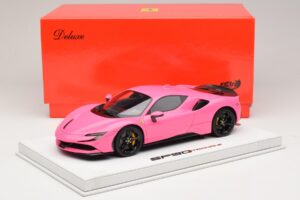 Ferrari SF90 Pack Fiorano Spīdīgs Qatar Pink BBR 1:18 RACELINE137 Sveķi — attēls 7 no 7
