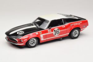 Ford Mustang Boss 302 #16 Bud Moore Engineering G. Follmer Trans-Am 1969 OEM 1:18 FORD006 Metāls