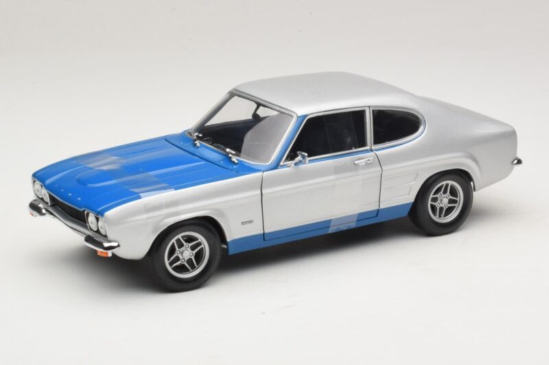 Ford Capri RS2600 Mk1 Silver Blue Minichamps 1:18 150089072 Metāls