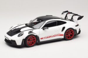 Porsche 911 992 GT3 RS Weissach Package Balts Pyro Red Norev 1:18 187373 Metāls