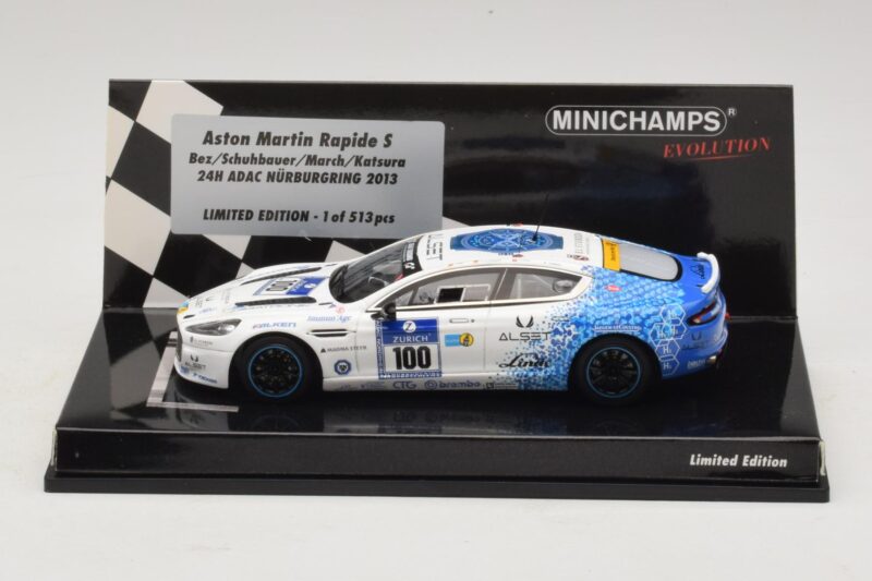 Aston Martin Rapide S #100 Bez / Schubauer 24 Hours of Nurburgring 2013 Minichamps 1:43 Aston Martin Rapide S #100 Bez / Schubauer 24 Hours of Nurburgring 2013 Minichamps 1:43 437131300 Metāls