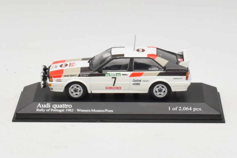 Audi Quattro #7 M. Mouton / F. Pons Pikes Peak International Hill Climb 1984 Minichamps 1:43 Audi Quattro #7 M. Mouton / F. Pons Pikes Peak International Hill Climb 1984 Minichamps 1:43 AUDI014 Metāls