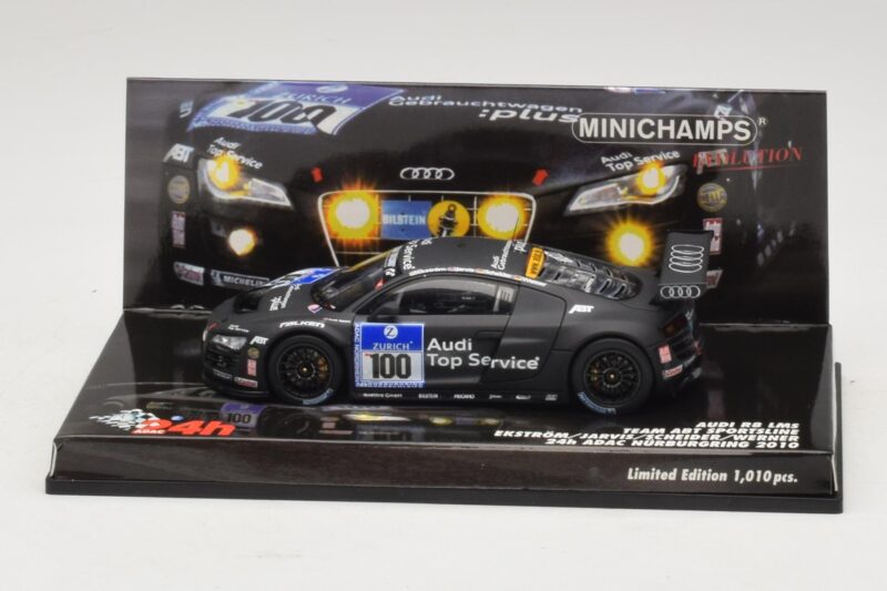 Audi R8 LMS GT3 #100 M. Ekstrom / O. Jarvis Abt Sportsline 24 Hours of Nurburgring 2010 Minichamps 1:43 437101900 Metāls