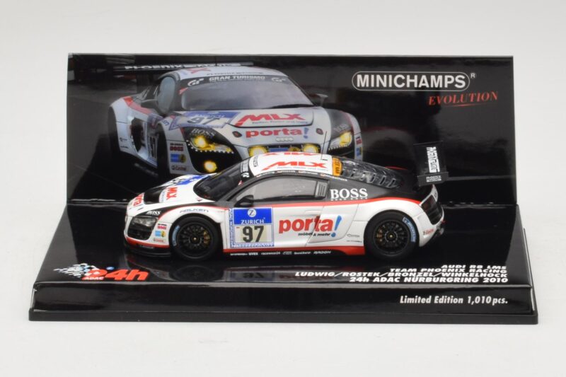 Audi R8 LMS GT3 #97 Phoenix Racing 24 Hours of Nurburgring 2010 Minichamps 1:43 437101997 Metāls