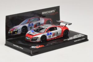 Audi R8 LMS GT3 #99 F. Biela / M. Fassler Phoenix Racing 24 Hours of Nurburgring 2010 Minichamps 1:43 437101999 Metāls — attēls 2 no 5