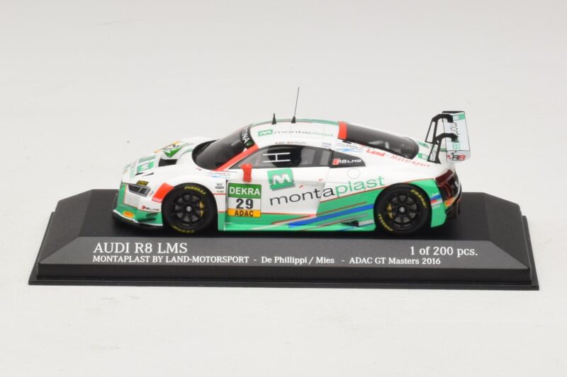 Audi R8 LMS Montaplast By Land-Motorsport #29 C. De Phillippi / C. Mies ADAC GT Masters 2016 Minichamps 1:43 437161129 Metāls