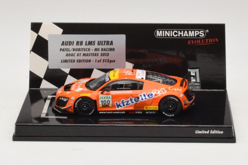 Audi R8 LMS Ultra #100 MS Racing Patel / Dobitsch ADAC GT Masters 2013 Minichamps 1:43 Audi R8 LMS Ultra #100 MS Racing Patel / Dobitsch ADAC GT Masters 2013 Minichamps 1:43 437130100 Metāls