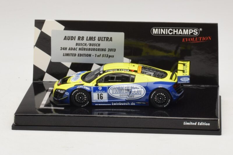 Audi R8 LMS Ultra #16 Busch 24 Hours of Nurburgring 2013 Minichamps 1:43 437130116 Metāls