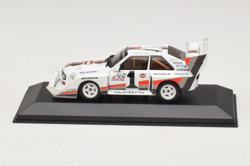 Audi Sport Quattro S1 #1 W. Rohrl Pikes Peak International Hill Climb Winner Record 1987 Minichamps 1:43 Audi Sport Quattro S1 #1 W. Rohrl Pikes Peak International Hill Climb Winner Record 1987 Minichamps 1:43 410871201 Metāls