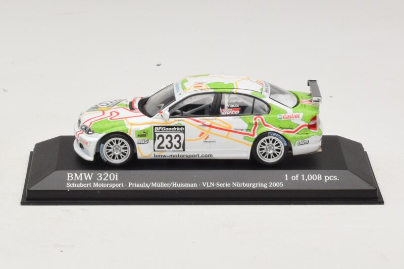 BMW 320i E46 #233 A. Priaulx / J. Muller Schubert Motorsport VLN Nurburgring 2005 Minichamps 1:43 BMW 320i E46 #233 A. Priaulx / J. Muller Schubert Motorsport VLN Nurburgring 2005 Minichamps 1:43 400052433 Metāls