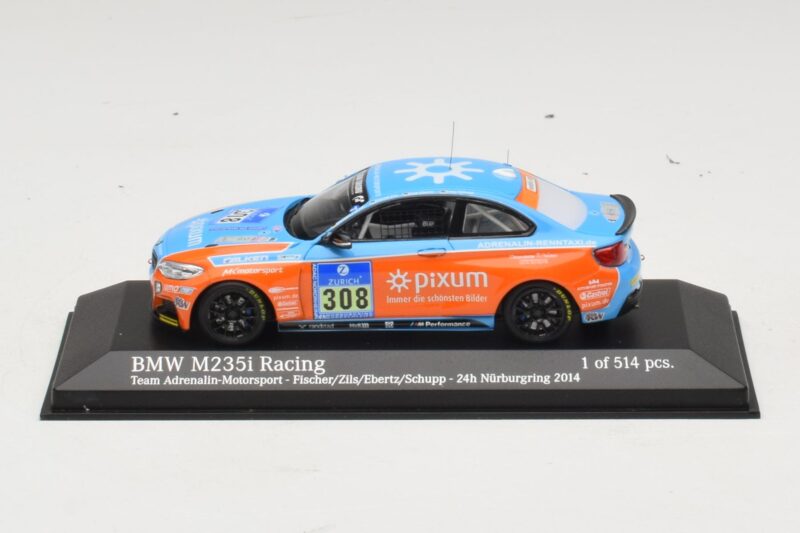BMW M235i Team Adrenalin #308 Fischer / Zils 24 Hours of Nurburgring 2014 Minichamps 1:43 437142408 Metāls