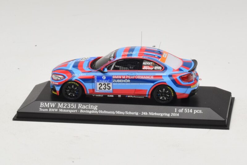 BMW M235i Team BMW Motorsport #235 Bovigdon 24 Hours of Nurburgring 2014 Minichamps 1:43 437142435 Metāls