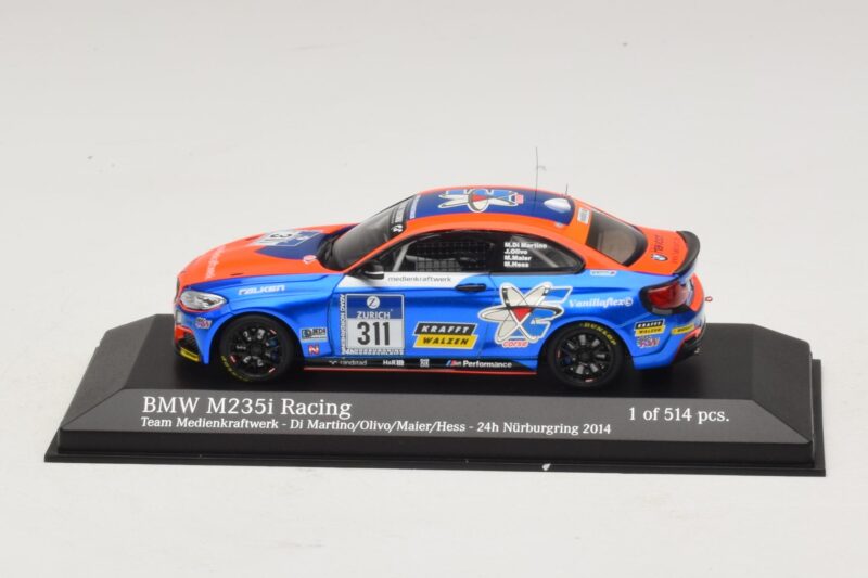 BMW M235i Team Medienkraftwerk #311 Di Martino / Olivo 24 Hours of Nurburgring 2014 Minichamps 1:43 437142411 Metāls