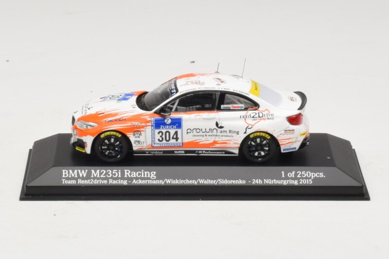 BMW M235i Team Rent2drive #304 Ackermann / Wishkirchen 24 Hours of Nurburgring 2015 Minichamps 1:43 437152504 Metāls